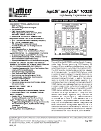 Datasheet ISPLSI1032E-80LJ manufacturer Lattice